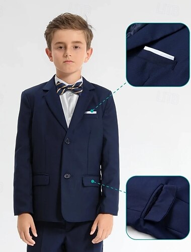  4-delad ringbärarkostym pojkar barnkavaj &väst &byxor &slips pojkkostym formell kostym casual utomhus fest mode cool grundläggande enfärgad fickknappar svart vin marinblå polyester