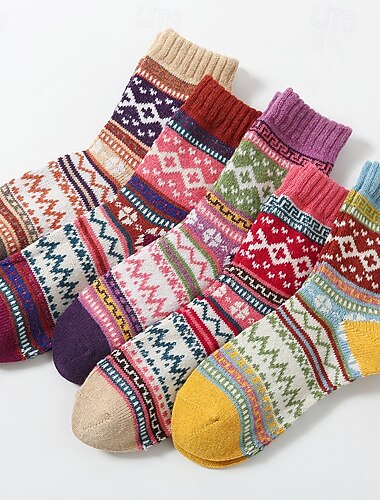  Κάλτσες Αθλητικές κάλτσες Αστείες κάλτσες Υπαίθρια Άσκηση Περπάτημα Ποδήλατο / Ποδηλασία Διατηρείτε Ζεστό Αντιανεμικό 1 ζευγάρι Γραφική Γεωμετρικό Πολυεστέρας Μαύρο Καφέ Χακί Ένα Μέγεθος