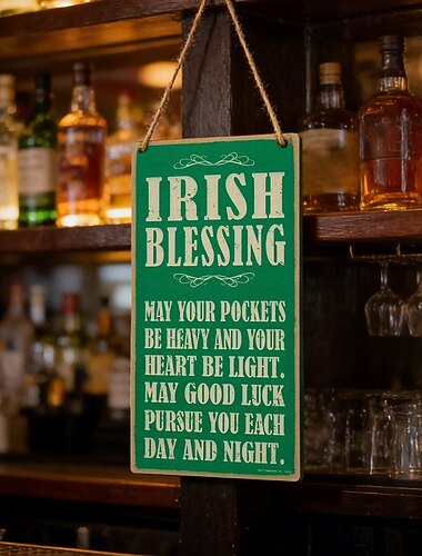  Irischer Segensspruch hölzernes Wandbild für den St. Patrick's Day rustikale Wanddekoration für Zuhause Bar Pub Spielzimmer viel Glück und inspirierendes Zitat