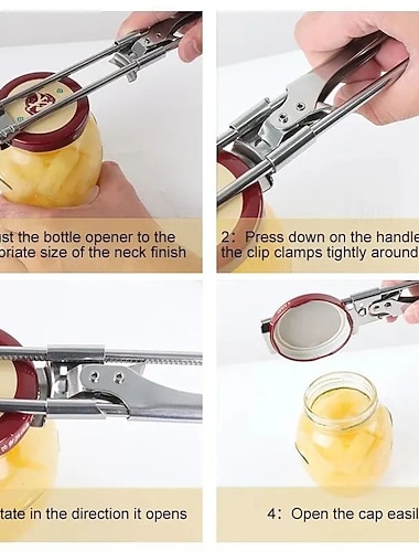  Verstelbare blik- en flesopener van roestvrij staal - antislip grip, duurzame blikopener voor restaurants, lichtgewicht voor dagelijks gebruik