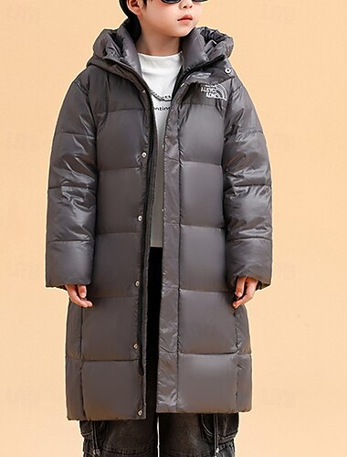  Kinderen Voor meisjes Donsjack Pufferjack Brief Sport Zak Houd Warm Windbestendig: Buiten jas bovenkleding 4-12 jaar Winter blauw Zwart Grijs