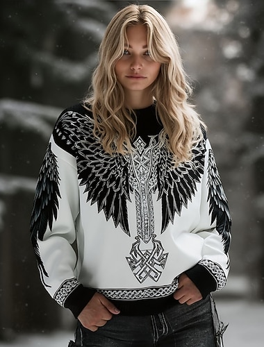  Damen Pullover Sweatshirt Druck Blumen Grafik Warm Aktiv Vintage Langarm Rundhalsausschnitt Rundhals Normale Oberteile Lässig Straße Alltagskleidung Weiß Frühling Herbst Winter