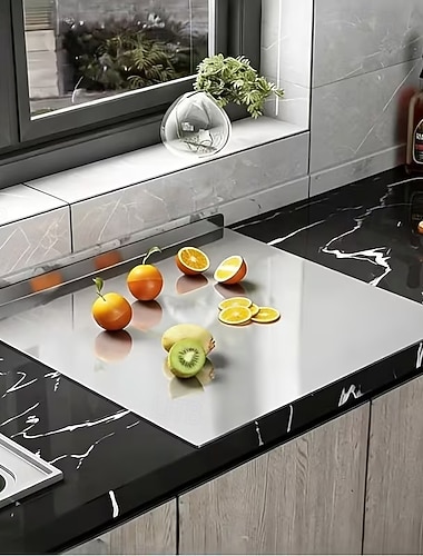  Robustes Nudelbrett aus Edelstahl – extra großes Schneidebrett mit rutschfester Oberfläche, strapazierfähige Konstruktion für Küche, Backen, Fleisch und Gemüse