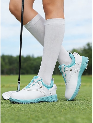  レディースゴルフシューズ - 滑り止めソールを備えたホワイト＆ピンクのスタイリッシュなアスレチックスニーカー。女性ゴルファーのためのキュートなプレッピースタイル。ゴルフコース、カジュアルなアウトドア活動、普段着に最適です。