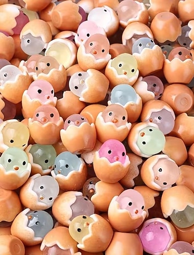  100 Stück leuchtende Osterkükenfiguren, Mini-Kükenstatuen zum Befüllen von Ostereiern, für Feengärten, Puppenhausdekoration, Bastelarbeiten, Frühlings- und Weihnachtsdekorationen