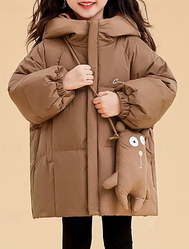  Kinderen Voor meisjes Donsjack Pufferjack Effen Kleur Sport Zak Houd Warm Windbestendig: Buiten jas bovenkleding 4-12 jaar Winter Zwart Lichtgroen Koffie