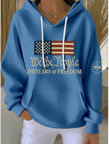  Per donna Felpa con cappuccio Grafico Lettera Casual Manica Lunga Con Cappuccio Top Regolari Casuale Abbigliamento Quotidiano Sportivo Blu Nero Bianco Rosso Beige Primavera Autunno