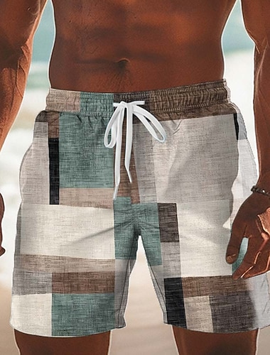  Herre Geometrisk Fargeblokk Lapper Badeshorts Surfeshorts Medium Midje Fritid utendørs Feriereise Hverdag Sidelommer Mesh fôr Elastisk snøring i midjen Designer Klær