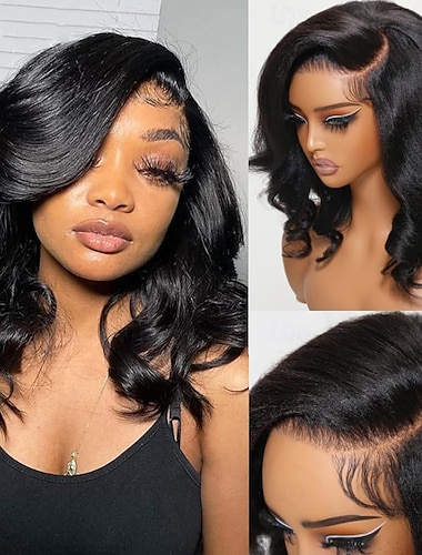  Klebefreie Echthaarperücken mit vorgezupftem, vorgeschnittenem HD-Spitzenansatz, ohne Kleber, mit natürlicher Haarlinie und 180 % Haardichte. Ideal für schwarze Frauen.