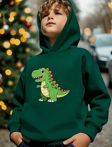  Unisex 3D Grafisk Dinosaurie Huvtröja Pullover Långärmad 3D-tryck Vår Höst Sport Mode Streetwear Barn 4-12 år Huva Ledigt Dagligen Utomhus Normal