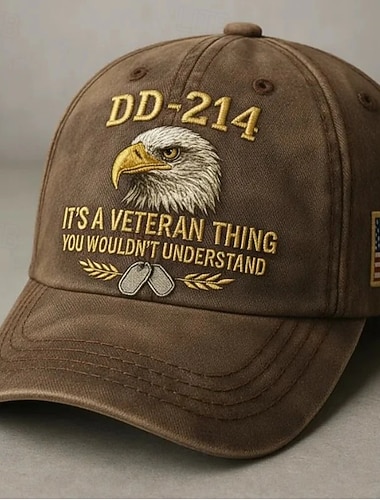  DD-214 veteranenpet voor heren, pet met digitale print voor gepensioneerde militairen met afbeelding van een Amerikaanse zeearend, "It's a Veteran Thing" casual verstelbare baseballpet, patriottische pet voor Memorial Day.