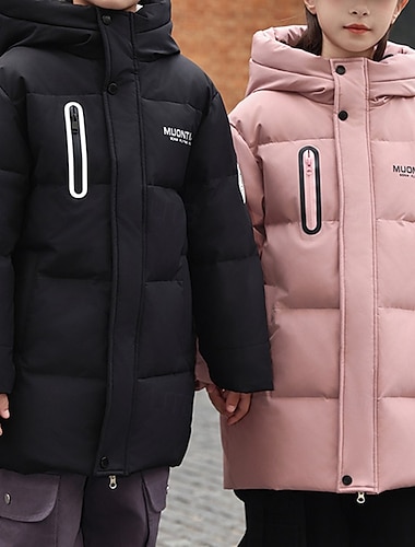 Bambini Ragazze Giacca in piuma Giacca Imbottita Tinta unica Sport Tasca Tenere al caldo Antivento All'aperto Cappotto Capispalla 5-12 anni Inverno Nero Rosa Rosso