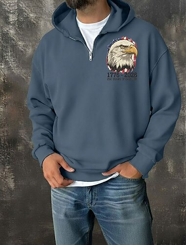  בגדי ריקוד גברים תעצור בצד קפוצ'ון רוכסן רבע יין כחול נייבי תלתן אפור כחול בהיר עם קפוצ'ון גראפי כיס קזו'אל יומי סגנון רחוב יום יומי סתיו חורף ביגוד קפוצ'ונים חולצות טריקו