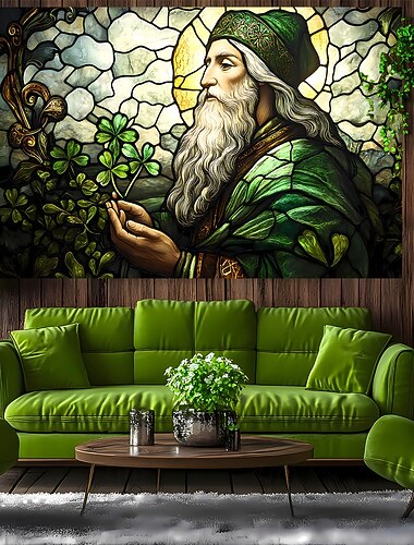  Saint Patrick's Day gobeläng Banderoller Filt Vitklöver söt stil Romantisk 3D Sovrum Vardagsrum Studentboende Tonårsrum Väggveranda Heminredning