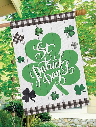  Gartendekoration zum St. Patrick's Day mit grüner LKW- und Kleeblattflagge im irischen Stil für Terrasse, Garten und Rasen