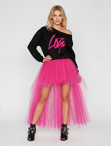  Costume élégant Jupe en tulle Jupe tutu Rétro Vintage Années 1980 Superposé Asymétrique Bouffi Adulte Femmes Halloween Carnaval Soirée Performance Danse Ballet Se déguiser