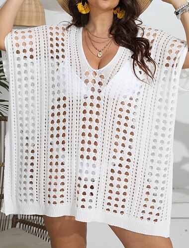  Damen Badeanzug Überwurf Badeanzugkleid Bademode Ausschnitt Urlaub Strandbekleidung Einfarbig Kurze Ärmel Badeanzüge