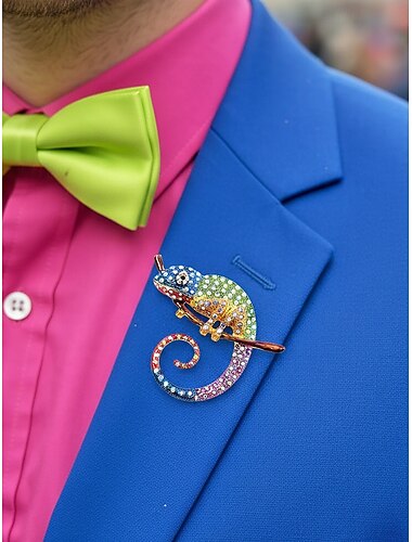  Spilla in lega per uomo Chameleon disponibile in più colori perfetta per il carnevale e balli in maschera accessorio divertente e alla moda