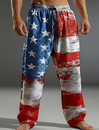  Voor heren Amerikaanse vlag Vaderlandslievend 250-jarig jubileum van de Verenigde Staten Broek Vrijetijdsbroek Wijde broek Medium Taille Mode-casual Buiten Feestdagen Elastische tailleband met
