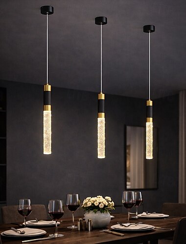  אור תליון לד ניתן לעמעום 34 ס"מ קריסטל אי מטבח מודרני גוף תאורה, תאורת תליון מתכווננת לאי מטבח, נברשת led זהב שחור לחדר אוכל, חדר שינה, מיני ספוט תליון (חבילה אחת)