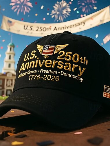  Per uomo Unisex Cappello per il 250° anniversario degli Stati Uniti Cappellino da Baseball Cappello da Sole Cappello da Camionista Nero Poliestere / Poliammide Regolabile Patriotico Vacanza Sport
