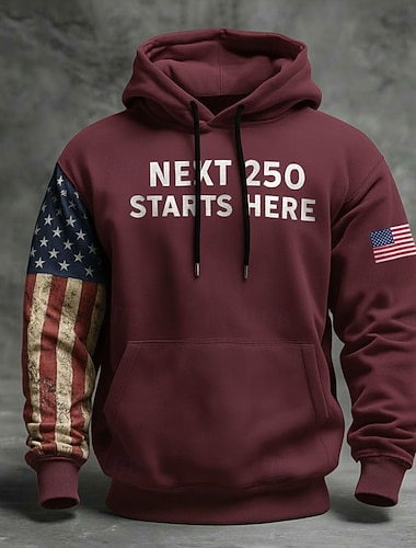  Amerika's 250e verjaardag Voor heren Trui met capuchon Pullover Hoodie Festival Zwart Bordeaux Marineblauw 3D-afdrukken Winter Lente & Herfst Ontwerper S M L XL 2XL 3XL