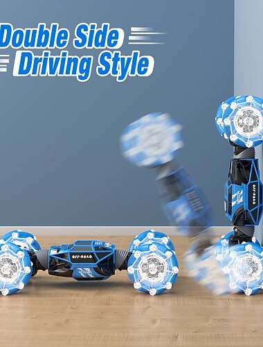  Auto radiocomandata con gesti a LED, auto con telecomando a 4 ruote motrici da 2,4 GHz e rilevamento dei gesti, auto radiocomandata acrobatica fuoristrada con rotazione a 360° e luci per bambini dai 6