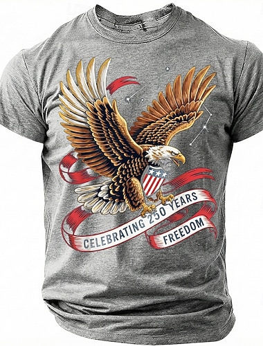  4 juillet 2026 250e jour du souvenir T-shirt à manches courtes col rond 3D imprimé drapeau américain pour homme quotidien rue