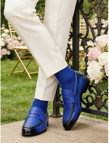  Blå slip-on-sko for menn – stilig formelt design med komfortabel passform, ideell for bryllup, formelle anledninger og kveldsarrangementer
