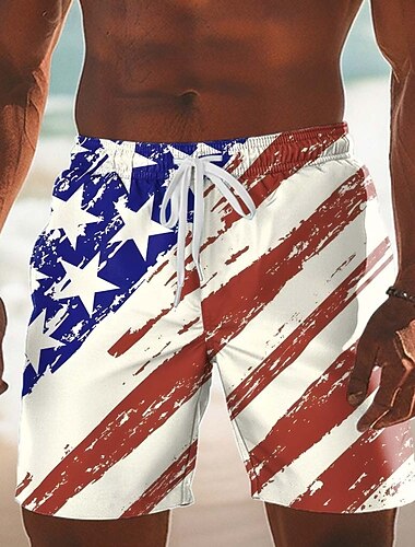  Homme Drapeau Américain 4 juillet, 250e anniversaire des États-Unis 250e anniversaire Maillots de bain Shorts de bain Shorts de Surf Taille Moyenne Hawaïen Fête Poches Latérales doublure en maille