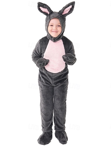  Karnevalskostüm 2026 Kigurumi-Pyjamas Ausgefallene Kostüme Onesie-Kostüm Kaninchen Hase Niedlich Mit Kapuze Fleece Kinder Jungen Mädchen Karneval Ostern Party Leistung Hausbekleidung Verkleiden