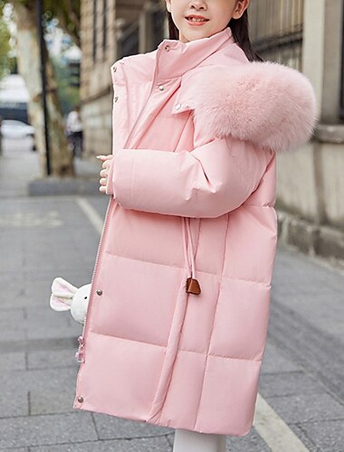  Kinderen Voor meisjes Donsjack Pufferjack Effen Kleur Sport Zak WATERDICHT Houd Warm Windbestendig: Buiten jas bovenkleding 5-12 jaar Winter Zwart Blozend Roze Khaki