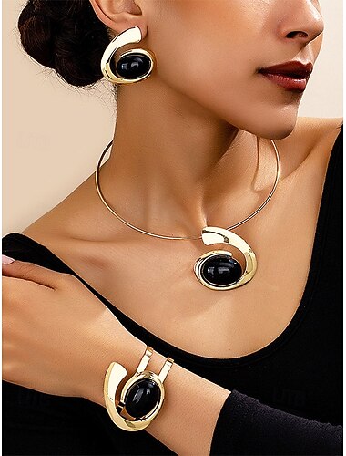  Boheemse sieradenset voor dames met turquoise stenen – ketting, oorbellen en armband, verkrijgbaar in meerdere kleuren – perfect voor casual en feestelijke gelegenheden