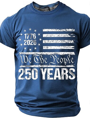  בגדי ריקוד גברים דגל ארה"ב האמריקני 1776 חולצה קצרה שרוולים קצרים חולצה קצרה הדפסת תלת מימד צווארון עגול קצר חולצה יומי צבאי יומי רחוב פול שחור אודם קיץ אביב ביגוד S M L XL XXL XXXL