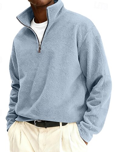  Homens Moletom Moletom de lã Estacionar Moletom com zíper Vermelho Vinho Preto Verde Claro Cáqui Cinzento Colarinho Clerical Tecido Patchwork Casual Diário Desportos e Ar livre Roupa de rua Legal