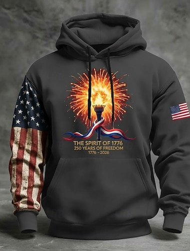  Amerika's 250e verjaardag Voor heren Trui met capuchon Pullover Hoodie Festival Zwart Marineblauw Leger Groen Grijs 3D-afdrukken Winter Lente & Herfst Ontwerper S M L XL XXL 2XL