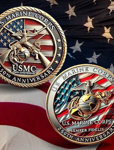  عملة ذكرى الذكرى 250 للولايات المتحدة، عملات قابلة للجمع، عملات معدنية متينة للعرض لجمعات الهدايا، موضوع عسكري وطني بمناسبة الذكرى 250