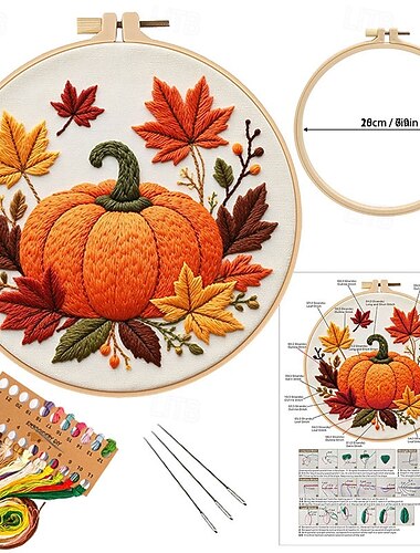  Kürbis-Stickmuster: Herbstliches Blumendesign, Geburtstagsgeschenk für sie