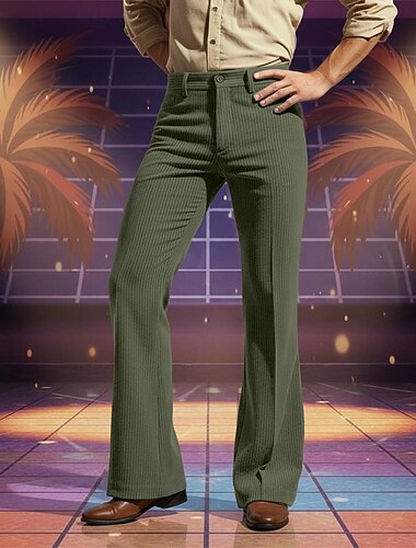  Homme Pantalons Dress Pants works Pantalon en velours côtelé Pantalon à pattes d'éléphant Pantalons Évasés Avec Poches Uni Confort Longueur complète Quotidien Affaires Fête Vacances Mode Blanche