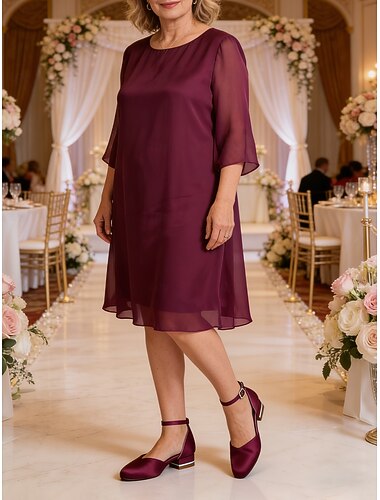  Damespumps van bordeauxrood satijn met enkelbandje en lage blokhak - elegante minimalistische geklede schoenen voor de moeder van de bruid, chique stadsbruiloft &formele evenementen