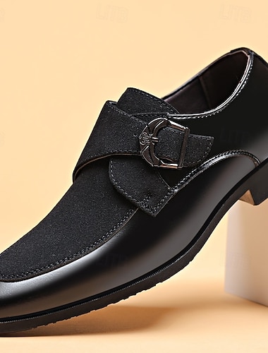  Herre svarte semskede loafers med munkstropper, elegante og pustende, komfortable formelle sko for kontor, forretnings- og fritidsbruk