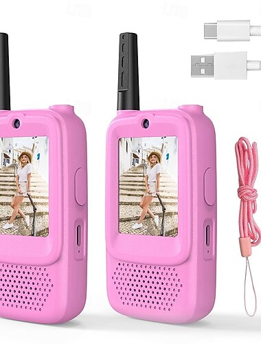  أجهزة اتصال فيديو للأطفال، عبوة من قطعتين، ألعاب قابلة لإعادة الشحن مزودة بكاميرا &شاشة، أجهزة راديو ثنائية الاتجاه طويلة المدى للأولاد والبنات، ألعاب تخييم ومغامرات خارجية، هدايا أعياد الميلاد وعيد