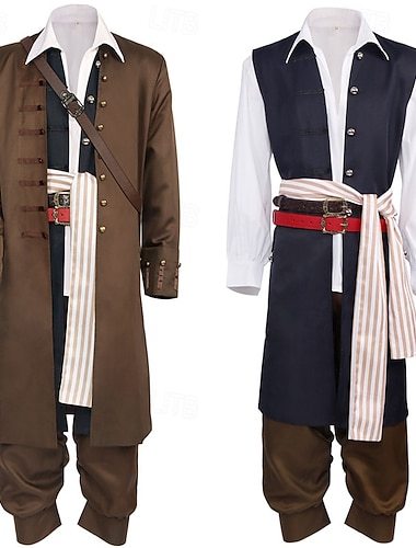  Pirat Jack Sparrow Drakter Fancy dress Cosplay for Herre Voksne Halloween Karneval Fest Ytelse