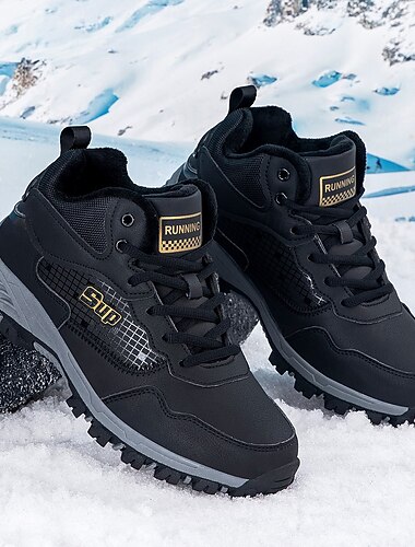  Miesten mustat talvivaelluskengät, vedenpitävät ja eristetyt saappaat lumelle, ulkoiluun ja talvivaellukseen, kestävät jalkineet kylmiin olosuhteisiin