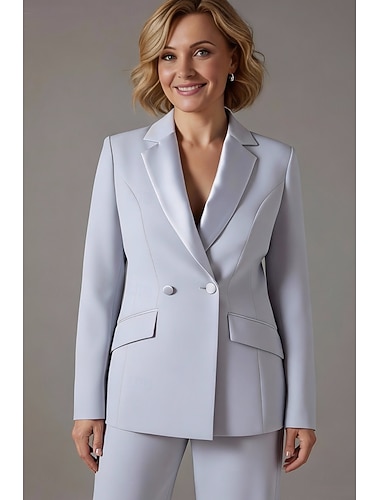  Feminino Jaqueta Blazer Casaco de terno coquetel O negócio Escritório Elegante Formal Manga Longa Entalhe Trespassado