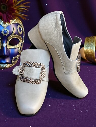  Mannen's Mardi Gras Vierkante Neus Schoenen met Decoratieve Antieke Gesp Retro Stijl Blokhak Comfortabele Pasvorm voor Carnaval en Feestelijke Evenementen