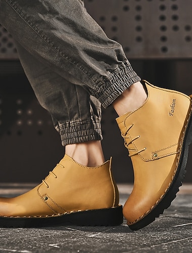  gule ankelstøvletter til herre – komfortable, stilige med mykt fôr, ideelle for uformelle bryllup og utendørsarrangementer