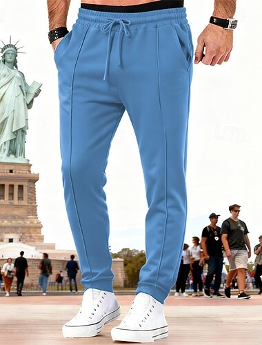  Per uomo Pantaloni da tuta Joggers Pantaloni Coulisse Tasca Elastico in vita Semplice Comodità Traspirante Quotidiano All'aperto Ferie Vacanza Moda Blu Nero Micro-elastico