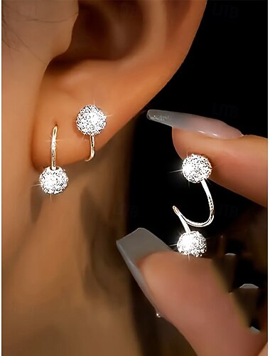  Dameøredobber i legering med krystallbesatt kuledesign, elegante og stilige for både hverdagsbruk og kveldsbruk