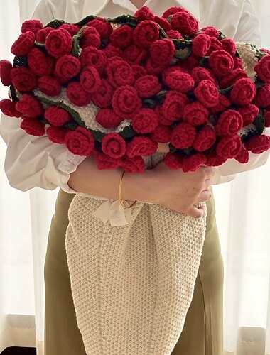  mors dag röd rosbukettfilt, handgjord konstgjord blommapläd, sovfilt, konstgjord vävd pläd, perfekt present till mamma